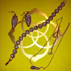 Kendra Scott granite and rose gold set.